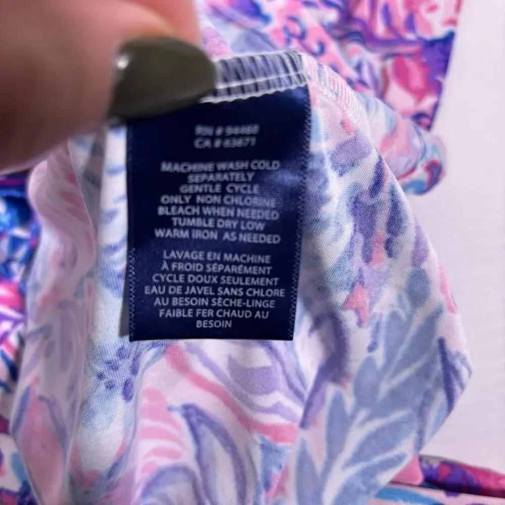 NWT Stella Parker Island Resort Pink & Blue Floral Midi Dress Size Large 1266